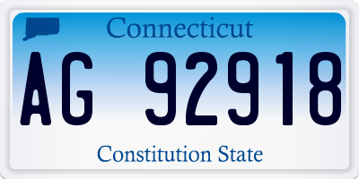CT license plate AG92918