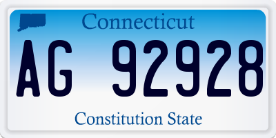 CT license plate AG92928