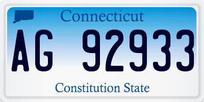 CT license plate AG92933