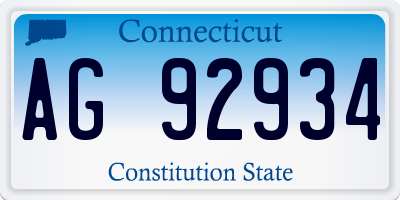 CT license plate AG92934
