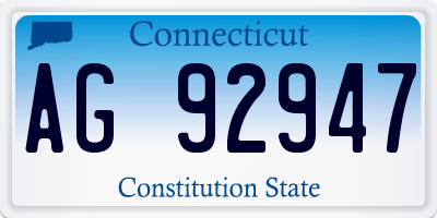 CT license plate AG92947
