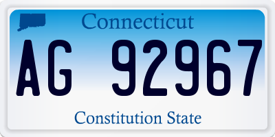 CT license plate AG92967