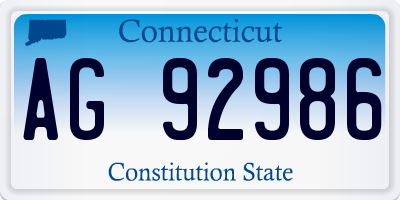 CT license plate AG92986