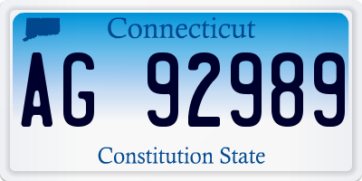 CT license plate AG92989
