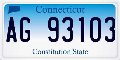 CT license plate AG93103