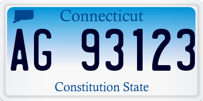 CT license plate AG93123