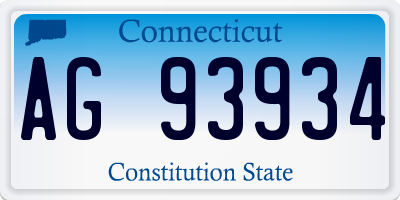 CT license plate AG93934