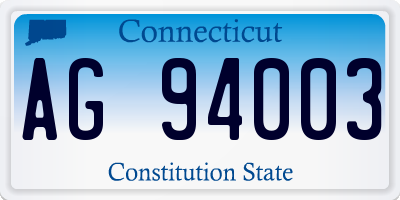 CT license plate AG94003