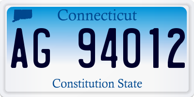 CT license plate AG94012