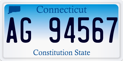 CT license plate AG94567