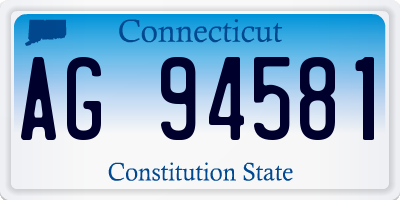 CT license plate AG94581