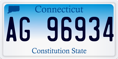 CT license plate AG96934