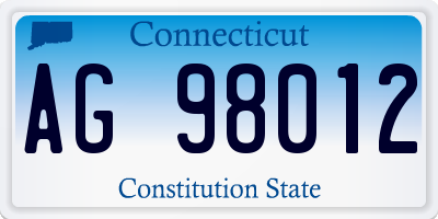 CT license plate AG98012
