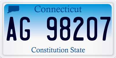 CT license plate AG98207