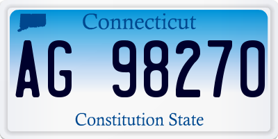 CT license plate AG98270