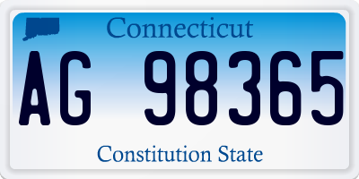 CT license plate AG98365