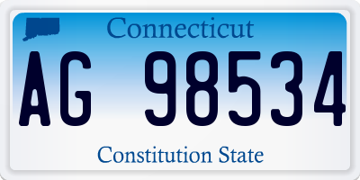 CT license plate AG98534