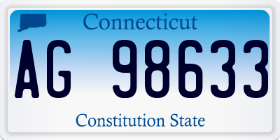 CT license plate AG98633
