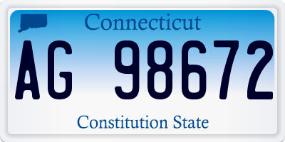 CT license plate AG98672