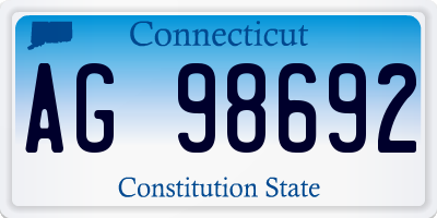 CT license plate AG98692