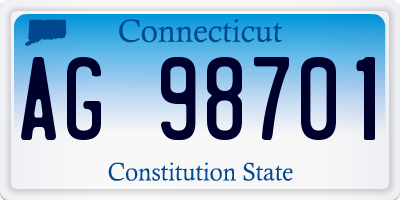 CT license plate AG98701