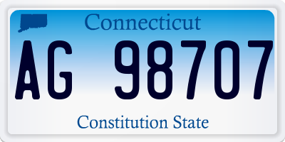 CT license plate AG98707