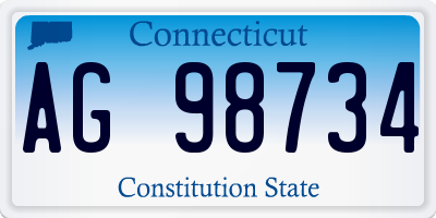CT license plate AG98734