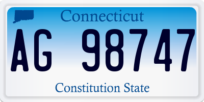 CT license plate AG98747