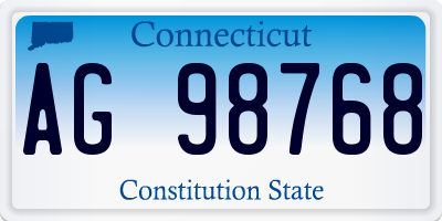 CT license plate AG98768