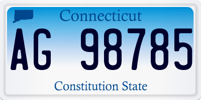 CT license plate AG98785