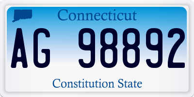 CT license plate AG98892