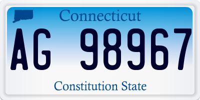 CT license plate AG98967