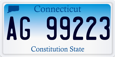 CT license plate AG99223