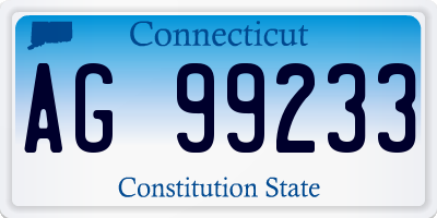 CT license plate AG99233