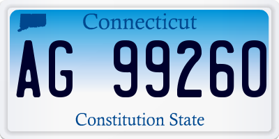CT license plate AG99260