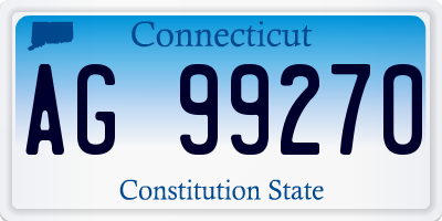 CT license plate AG99270