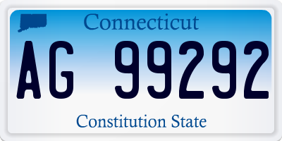 CT license plate AG99292
