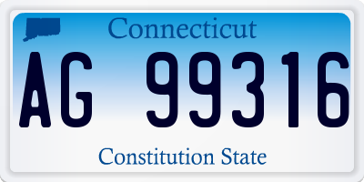 CT license plate AG99316