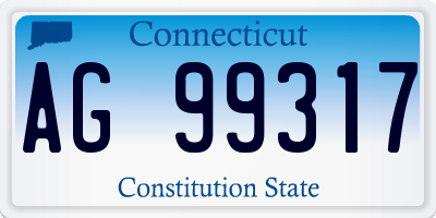 CT license plate AG99317