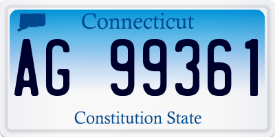 CT license plate AG99361