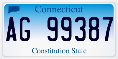 CT license plate AG99387