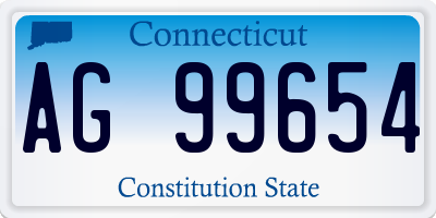 CT license plate AG99654