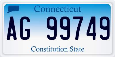 CT license plate AG99749