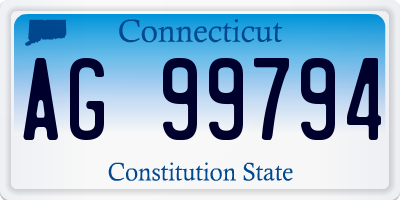 CT license plate AG99794
