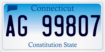CT license plate AG99807