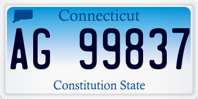 CT license plate AG99837