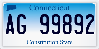 CT license plate AG99892