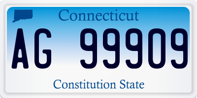 CT license plate AG99909