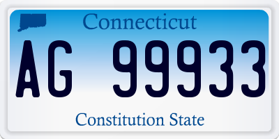 CT license plate AG99933