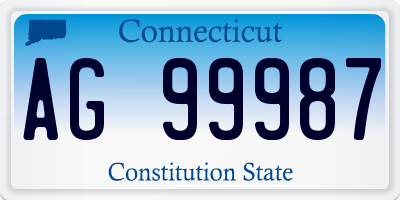 CT license plate AG99987